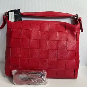 NWT Pilicati art 7277 rosso  Intrecciato-woven graine XLarge hobo bag/crossbody